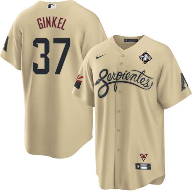 Men%27s Arizona Diamondbacks #37 Kevin Ginkel Gold 2023 World Series City Connect Cool Base Stitched Jersey Dzhi->arizona diamondbacks->MLB Jersey